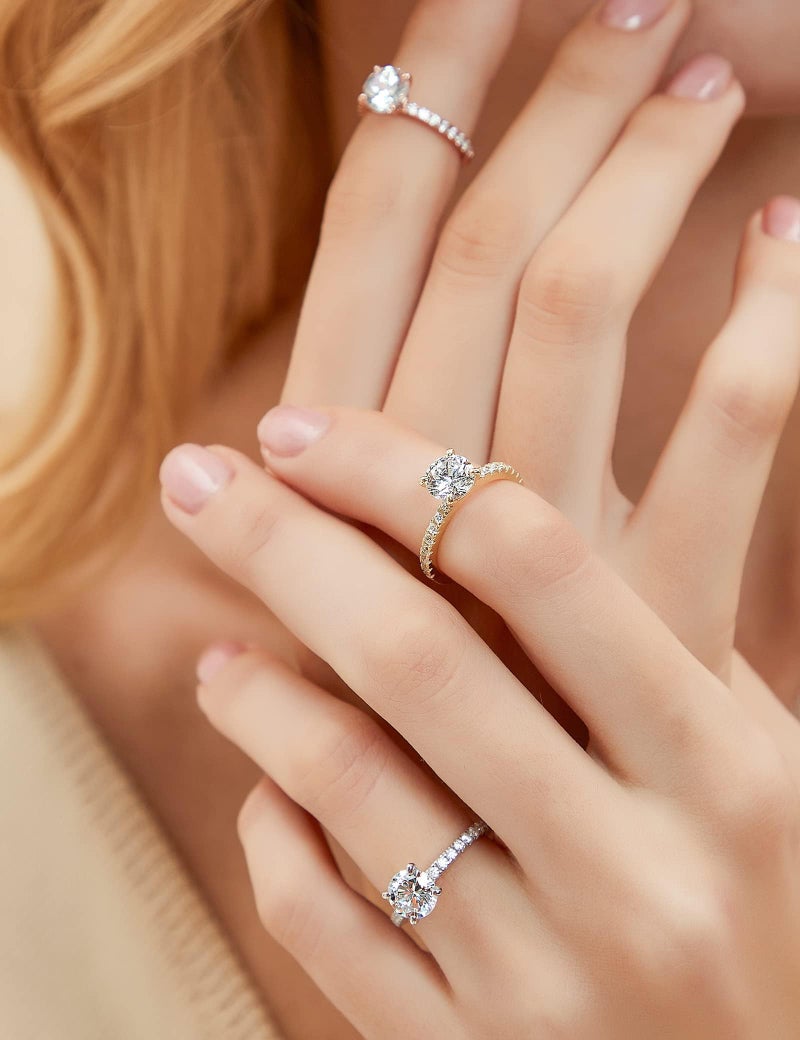 EAMTI 925 Sterling Silver 1.25 CT Round Solitaire Cubic Zirconia Engagement Ring Halo Promise Ring Size 9.5 - Image 5